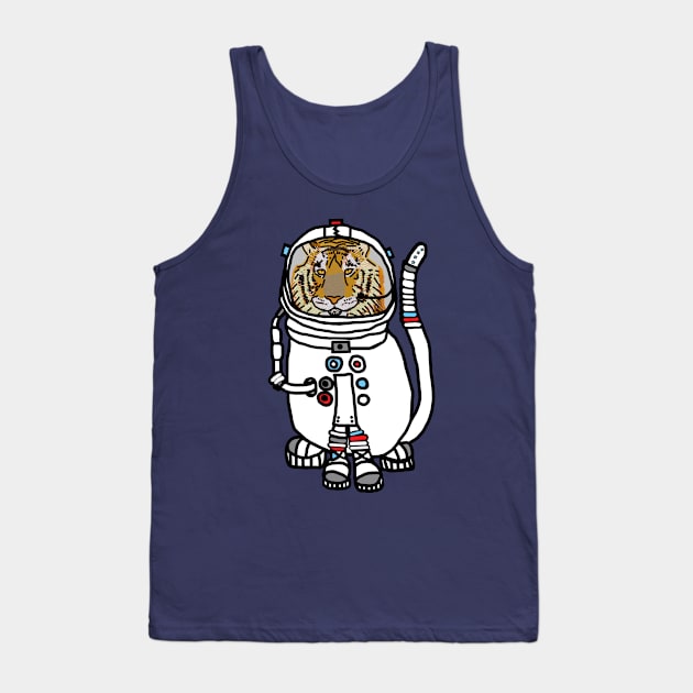 Sci Fi Tiger Astronaut Funny Animals in Space Tank Top by ellenhenryart